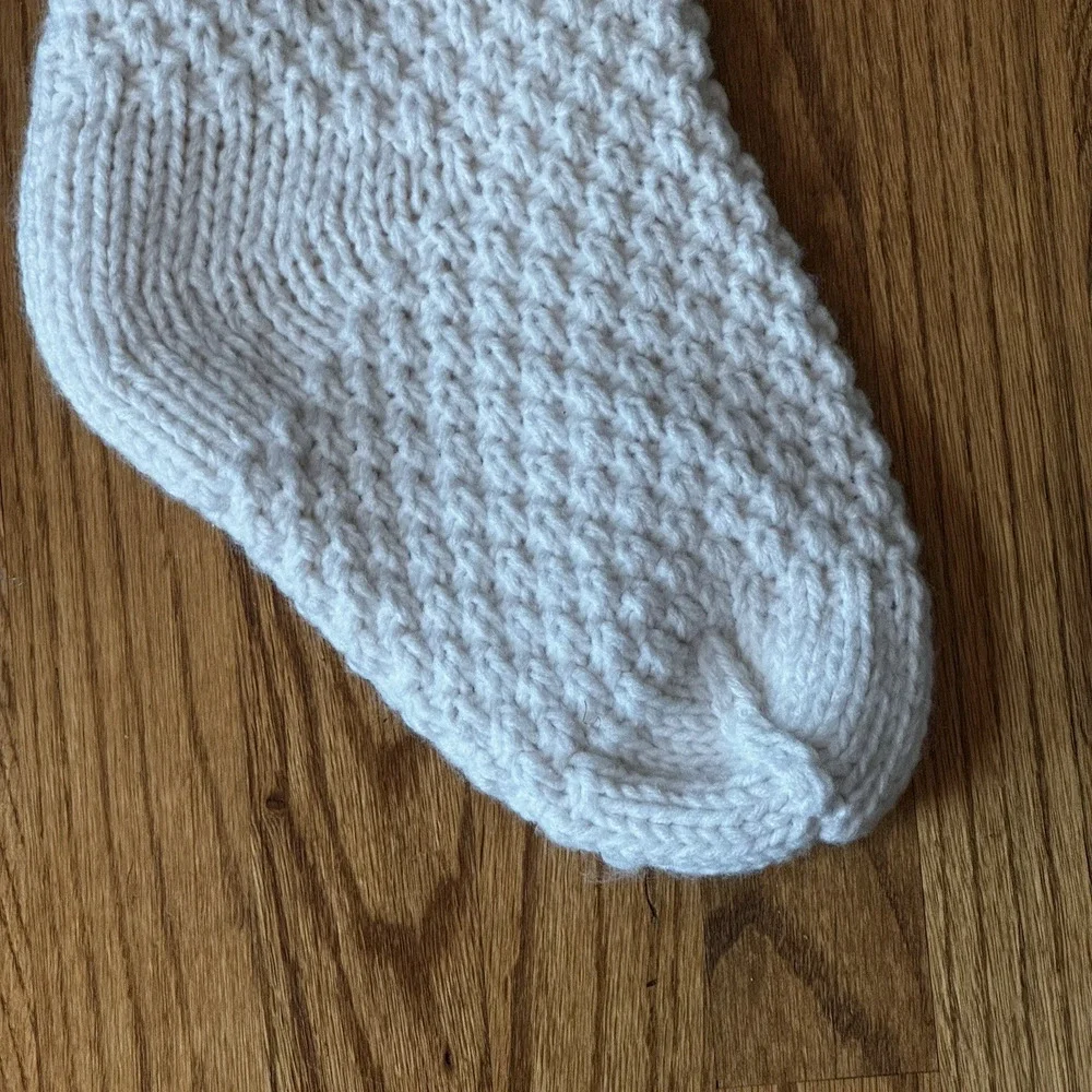 Shabby Chic Christmas Stocking White Chunky Knit Farmhouse Cottage Classic Lined